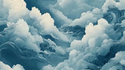 Wall Mural - abstract background of white clouds in the sky. blue sky with fluffy clouds