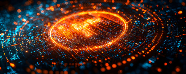 Wall Mural - abstract digital illustration of glowing circuit patterns and shapes