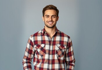 Wall Mural - Male portrait in flannel shirt