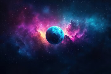 Aufkleber - Blue and purple nebula space wallpaper with stars and cosmic elements in a vibrant night sky