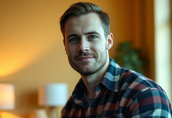 Poster - Male portrait in flannel shirt