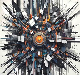 Wall Mural - illustration of abstract technology background.