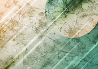 Poster - beige and green glossy grunge geometric tech background with circle and diagonal stripes. vector des