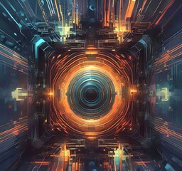 Wall Mural - illustration of abstract technology background.