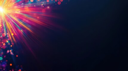 Poster - Bright explosion of light in dark background creating vibrant patterns and dynamic visual effects