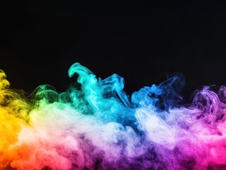 Leinwandbilder - Colorful smoke swirling against a black background creating an abstract artistic composition
