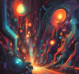 Wall Mural - illustration of abstract technology background.