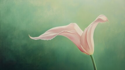 Wall Mural - Elegant pink calla lily against a soft green background