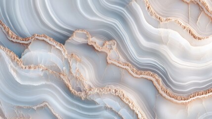 Canvas Print - Abstract marble texture featuring blue white and gold layers