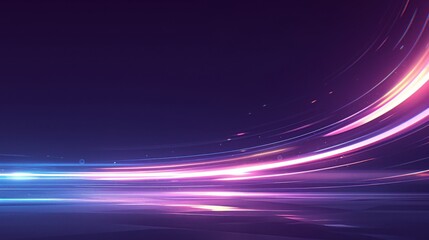 Wall Mural - abstract flowing light trails with neon hues. set against a dark, minimalist backdrop. emphasizing m