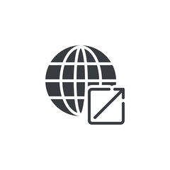 Wall Mural - globe with an external link vector icon