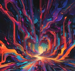 Wall Mural - illustration of abstract technology background.
