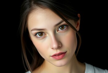 Wall Mural - Photorealistic female portrait on a black background