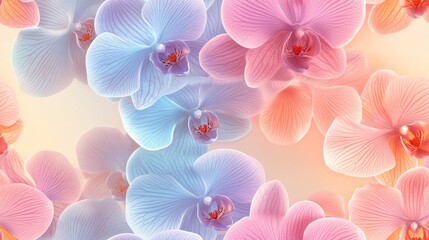 Wall Mural - pastel colored orchids arranged in close proximity to each other