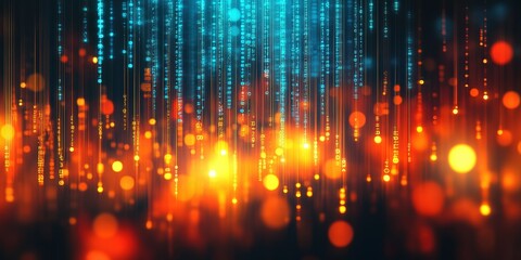 Digital background perfect for tech processes, neural networks, artificial intelligence, data transfer and encryption, digital archives, sound and graphic presentations, science, education, futuristic