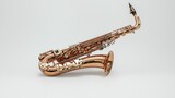 Rose Gold Saxophone on White Background