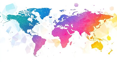  Colorful world map with polygonal design