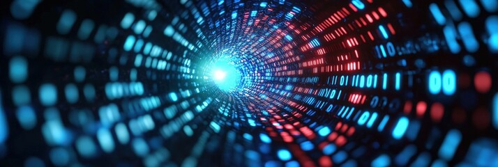 Digital background perfect for tech processes, neural networks, artificial intelligence, data transfer and encryption, digital archives, sound and graphic presentations, science, education, futuristic