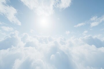 Wall Mural - sunny sky above fluffy cloudscape, aerial view