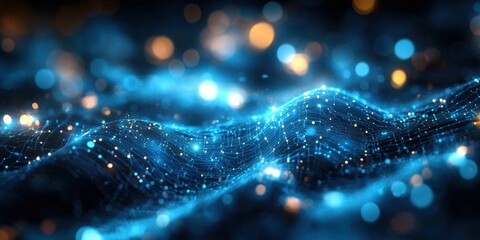 Digital background perfect for tech processes, neural networks, artificial intelligence, data transfer and encryption, digital archives, sound and graphic presentations, science, education, futuristic