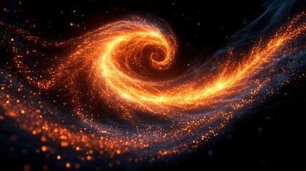 Wall Mural - A swirling vortex of bright orange and yellow glowing particles