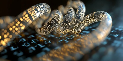 Abstract visualization of blockchain technology, 3D illustration