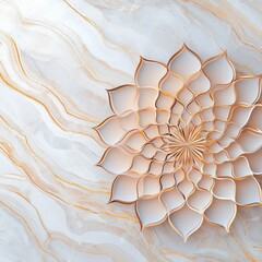 Wall Mural - rose gold mandala against a textured marble background