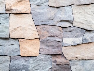 Leinwandbilder - Stone wall featuring a natural brown and gray stone pattern with diverse textures and shapes