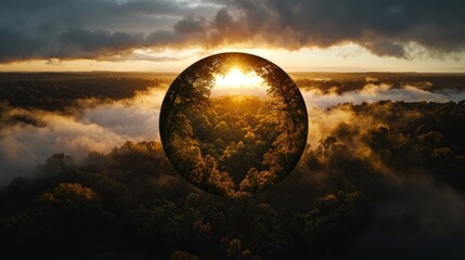 Wall Mural - a panoramic view of a golden, glowing sunset sky with vivid pink and orange clouds, created in hdr, 