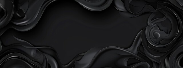 Wall Mural - abstract black swirls and polygons on a dark background. geometric design for banner template with w