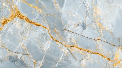 Canvas Print - Abstract light blue marble with gold veins creates texture