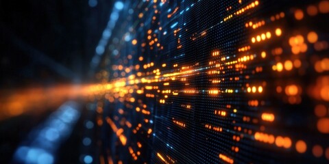 Digital background perfect for tech processes, neural networks, artificial intelligence, data transfer and encryption, digital archives, sound and graphic presentations, science, education, futuristic