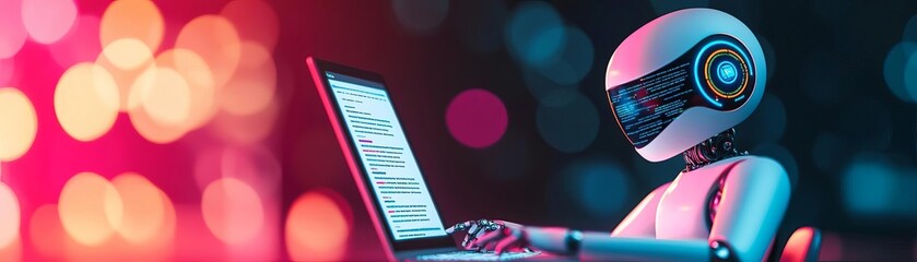A robotic coder designing a web page using artificial intelligence-driven front-end code