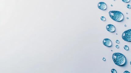 Aufkleber - Close up of water drops on a smooth white background creating a clean and fresh aesthetic
