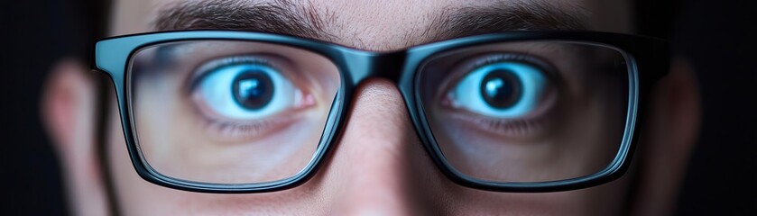 code reflected in the coder s glasses, intense concentration on ui design