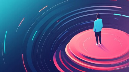 Isometric vector coder workspace, futuristic holographic UI concept