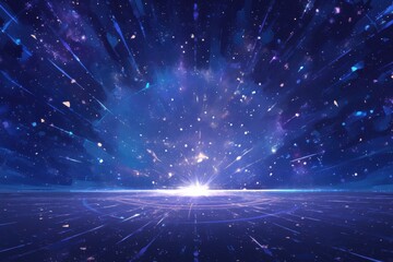 Wall Mural - Abstract radiant cosmic bursts with dynamic hues. Set against a deep space background. Emphasizing explosive light and cosmic phenomena. Ideal for space art and sci-fi themes.
