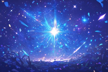 Wall Mural - Abstract radiant cosmic bursts with dynamic hues. Set against a deep space background. Emphasizing explosive light and cosmic phenomena. Ideal for space art and sci-fi themes.
