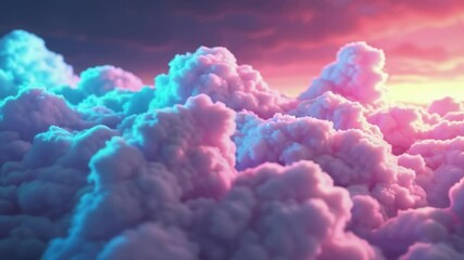 Poster - Abstract clouds illuminated by vibrant neon hues