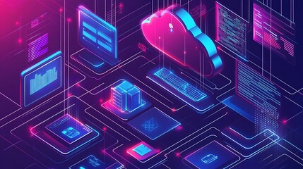 Cloud Computing Network: Digital Data & Server Infrastructure