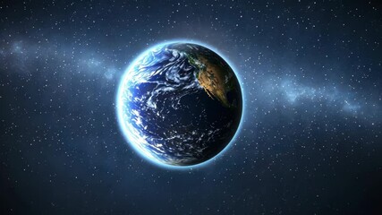 Stunning View of Earth from Space Planets Vibrant Blue Oceans, Swirling White Clouds, and Starry Universe Amidst Galaxy and Atmosphere