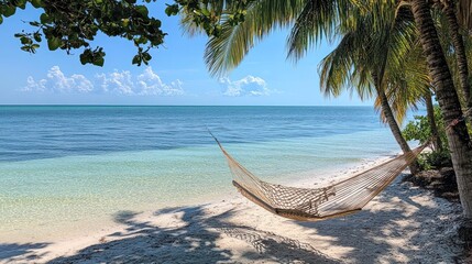 Sticker - Tropical beach hammock relaxation, ocean view