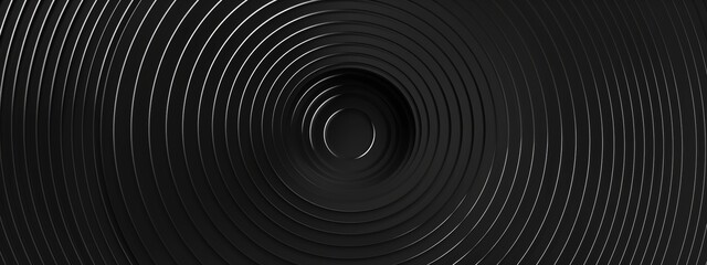 Wall Mural - concentric circles on black background with copy space for design. ideal for modern banner templates