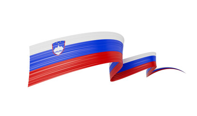 Wall Mural - 3d Flag Of Slovenia 3d Wavy Shiny Slovenia Ribbon Isolated On White Background 3d Illustration