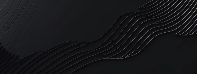 Wall Mural - black background with curved lines for design. banner template with white space in the center for te