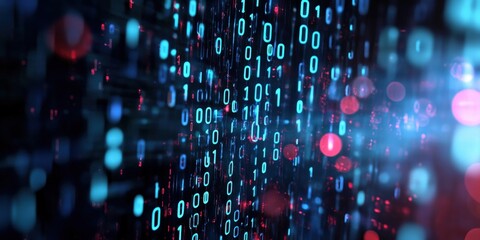 Digital background perfect for tech processes, neural networks, artificial intelligence, data transfer and encryption, digital archives, sound and graphic presentations, science, education, futuristic