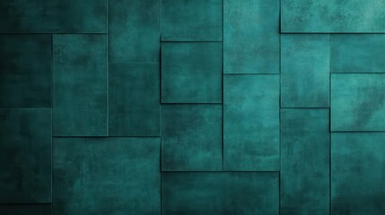 Poster - Dark green wallpaper with geometric square pattern for interior design and background use