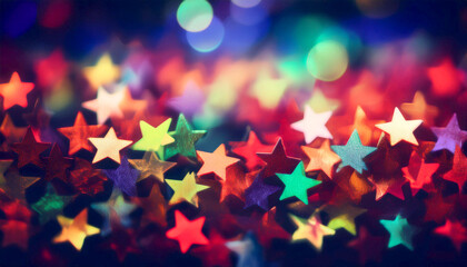 Wall Mural - abstract background with colorful stars lights, part 3