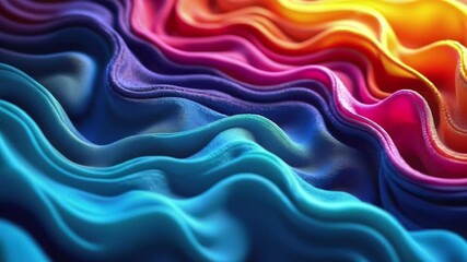 Fototapete - Abstract playful color waves in vibrant hues. The flowing patterns create a dynamic and energetic design