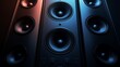 © yusmahendra0408 - Tower Speakers in Blue and Orange Light: Immersive Audio Experience